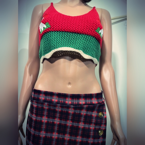 Mario Mushroom Summer Knit Crop Top Size Small y2k - Picture 5 of 6